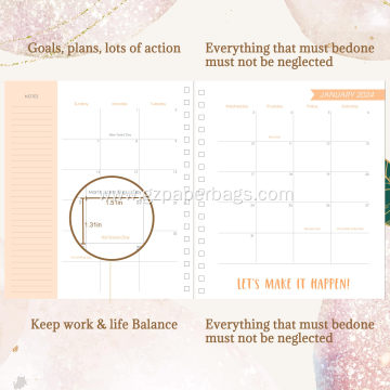 Custom Hardcover Weekly and Monthly Goal Planner Notebook